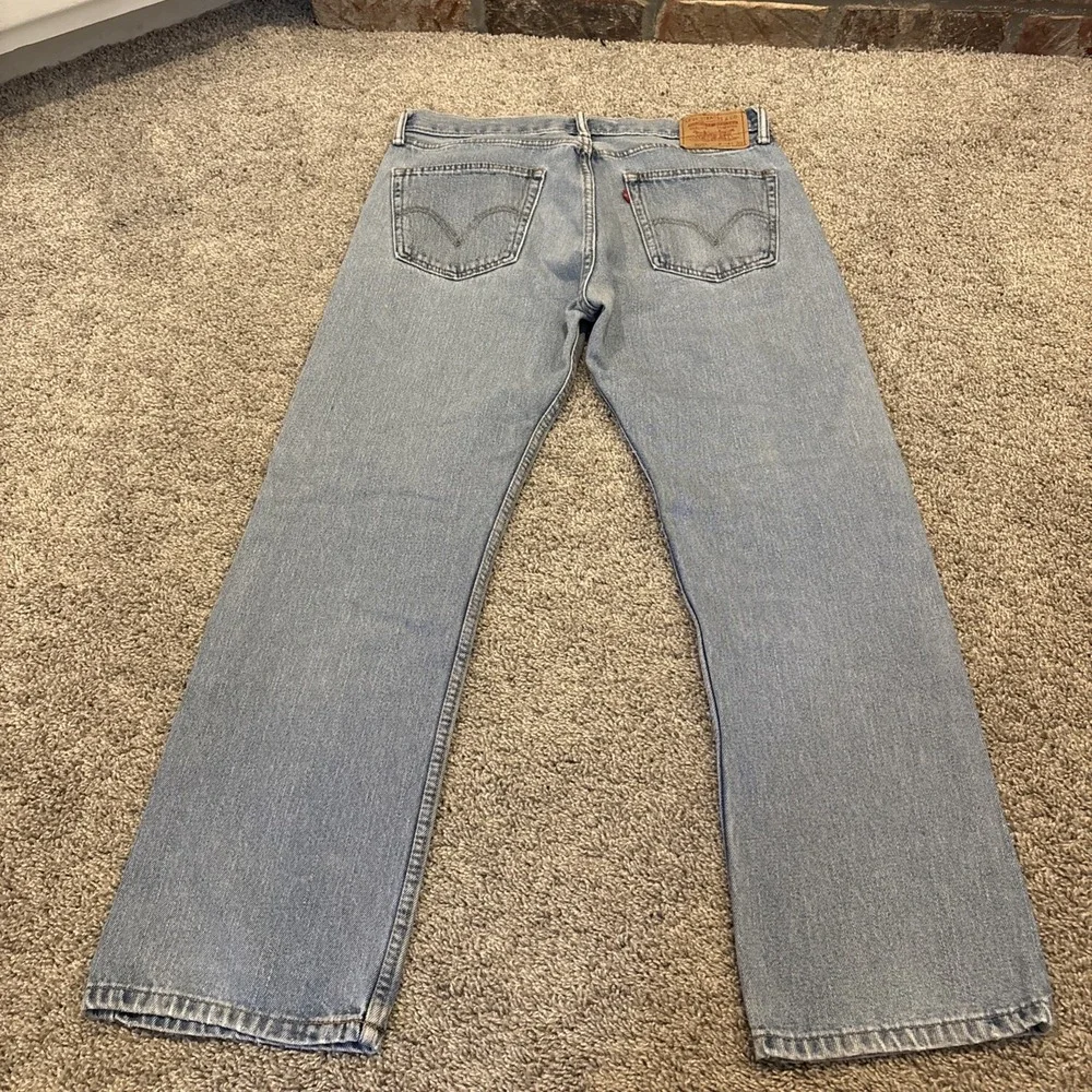 Levis Mens 505 Regular Fit Straight Leg Jeans Size 34x30 Blue Denim Mid Rise